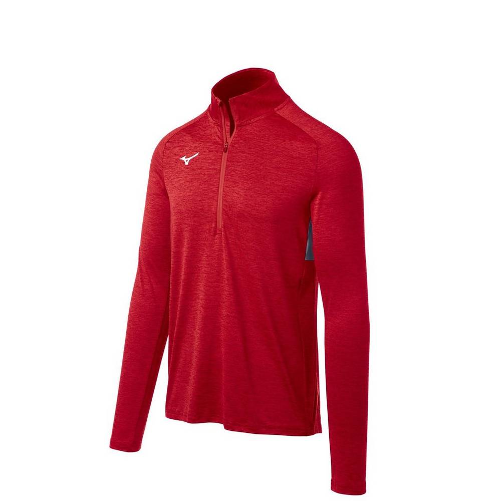 Mizuno Alpha 1/2 Zip - Erkek Pullover - Kırmızı Türkiye (XHWZSB-795)